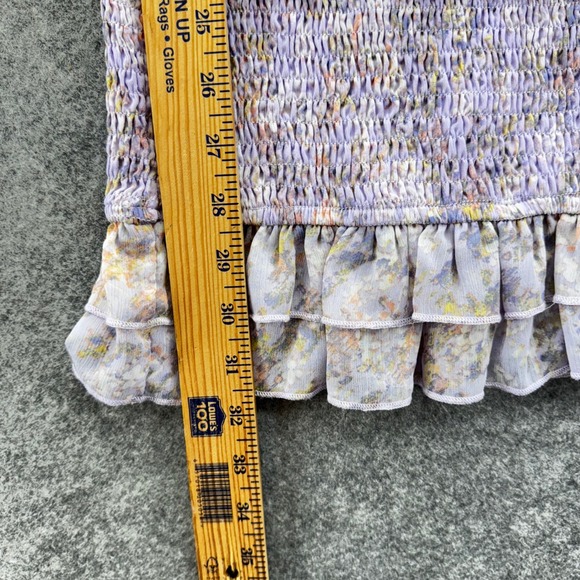 Privy Smocked Puff Sleeve Floral Mini Dress Size Small Lilac Purple Coquette - Picture 7 of 8